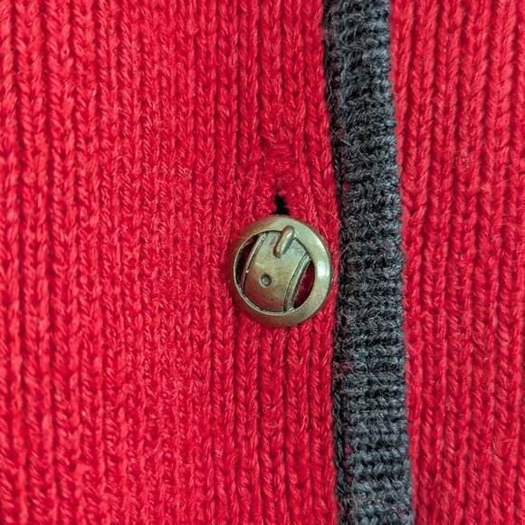 Vintage Maggie Barnes Knit Sweater Vest 2x Black & Red Button Down V-neck - Picture 6 of 9
